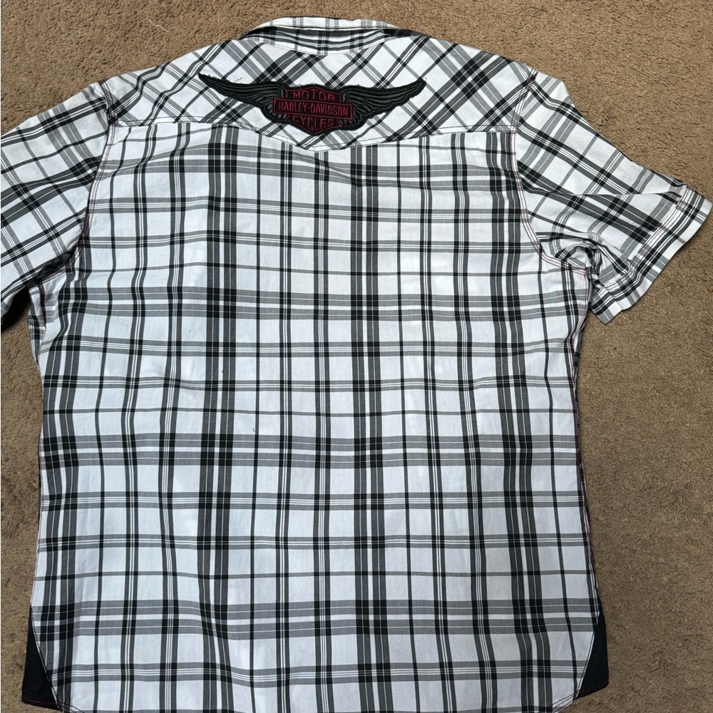 Harley Davidson, Large Button-Down Plaid Shirt - image 2